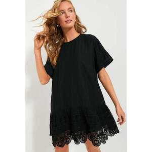 SEA New York Black Rosina Embroidery Short Sleeve Tunic